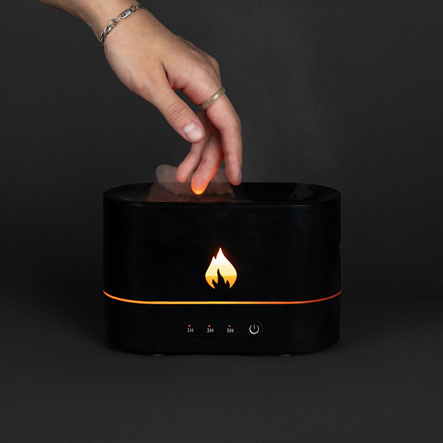 Увлажнитель-ароматизатор с имитацией пламени Fuego, черный с логотипом в Нефтекамске заказать по выгодной цене в кибермаркете AvroraStore