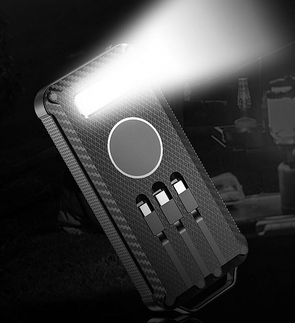 Аккумулятор защищенный Total Control 10000 мАч, черный с серым с логотипом в Нефтекамске заказать по выгодной цене в кибермаркете AvroraStore