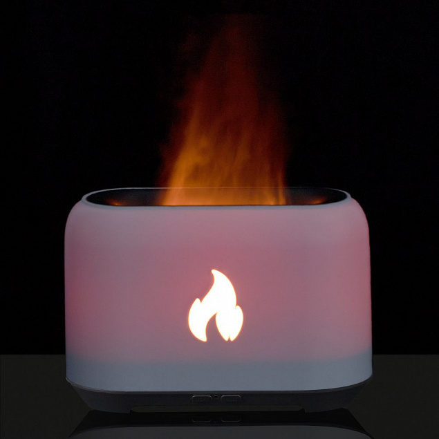 Увлажнитель-ароматизатор Fire Flick с имитацией пламени, белый с логотипом в Нефтекамске заказать по выгодной цене в кибермаркете AvroraStore