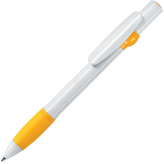 ALLEGRA, ручка шариковая, желтый/белый, пластик с логотипом в Нефтекамске заказать по выгодной цене в кибермаркете AvroraStore