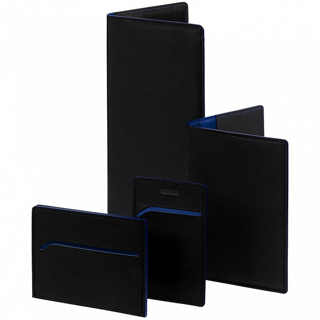 Картхолдер Multimo, черный с синим с логотипом в Нефтекамске заказать по выгодной цене в кибермаркете AvroraStore