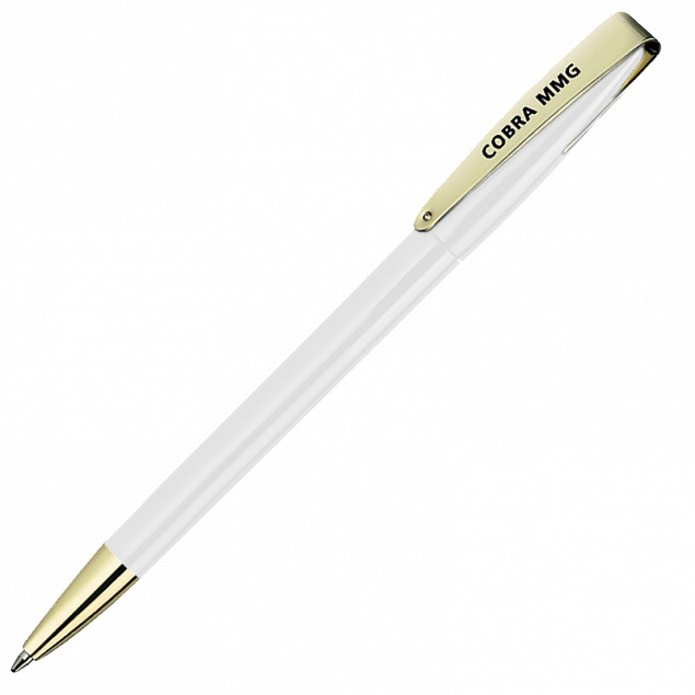 Ручка шариковая COBRA MMG, белый/золотистый с логотипом в Нефтекамске заказать по выгодной цене в кибермаркете AvroraStore