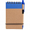 Блокнот на кольцах Eco Note с ручкой, синий с логотипом в Нефтекамске заказать по выгодной цене в кибермаркете AvroraStore