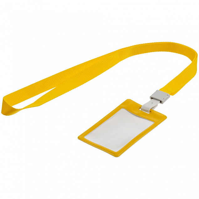 Карман для бейджа с лентой Staff, желтый с логотипом в Нефтекамске заказать по выгодной цене в кибермаркете AvroraStore