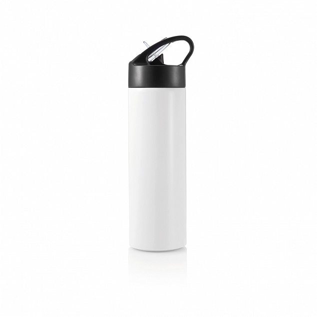 Спортивная бутылка для воды с трубочкой, 500 мл, белый с логотипом в Нефтекамске заказать по выгодной цене в кибермаркете AvroraStore