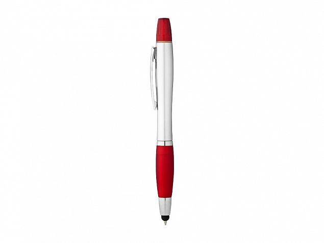 Ручка-стилус Nash с маркером, красный/серебристый с логотипом в Нефтекамске заказать по выгодной цене в кибермаркете AvroraStore
