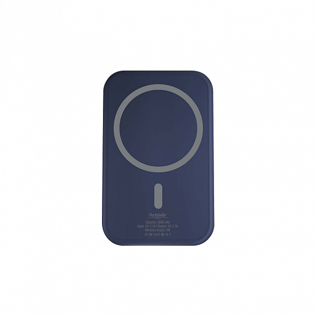 Внешний аккумулятор, Ultima Wireless Magnetic, 5000 mah, синий с логотипом в Нефтекамске заказать по выгодной цене в кибермаркете AvroraStore