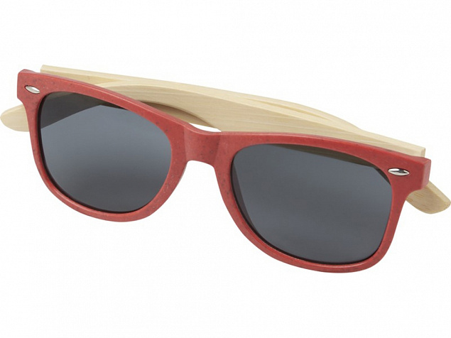 Sun Ray очки с бамбуковой оправой, красный с логотипом в Нефтекамске заказать по выгодной цене в кибермаркете AvroraStore