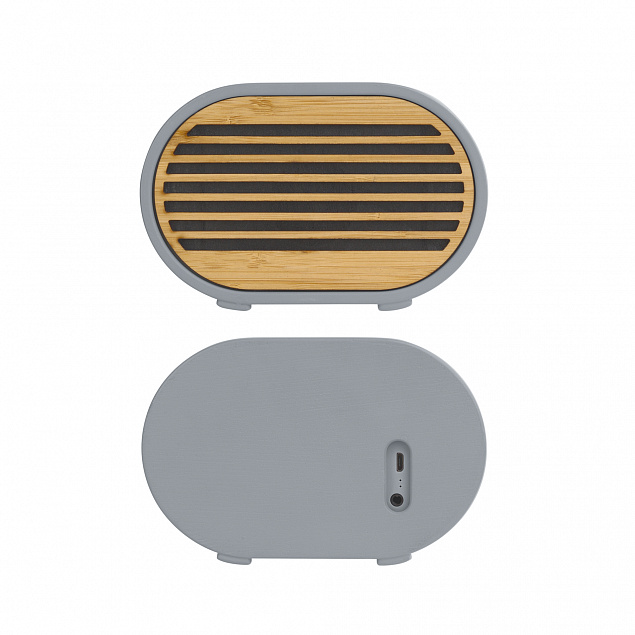 Bluetooth колонка "Stonehenge" 5Вт с беспроводным зарядным устройством, камень/бамбук с логотипом в Нефтекамске заказать по выгодной цене в кибермаркете AvroraStore