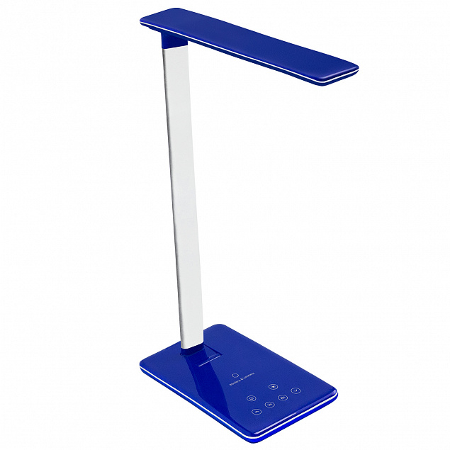 Настольная лампа Lumos, Ultramarine, с беспроводной зарядкой, синяя с логотипом в Нефтекамске заказать по выгодной цене в кибермаркете AvroraStore