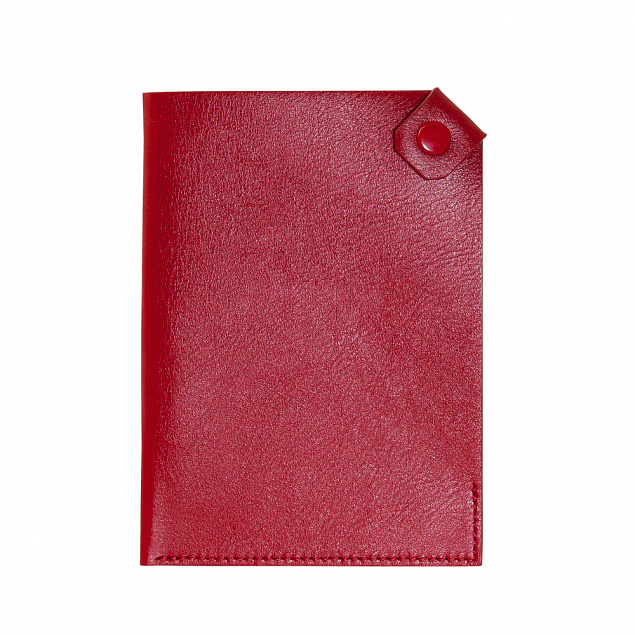 Чехол для паспорта PURE 140*90 мм., застежка на кнопке, натуральная кожа (фактурная), красный с логотипом в Нефтекамске заказать по выгодной цене в кибермаркете AvroraStore
