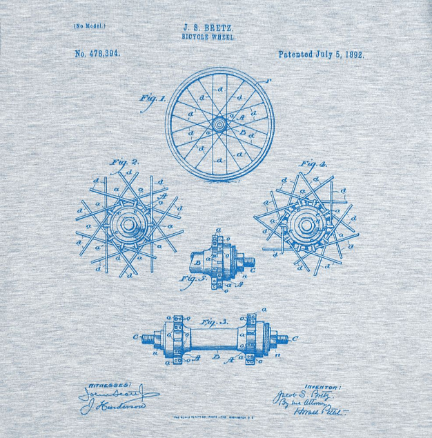 Футболка приталенная Old Patents. Wheel, голубой меланж с логотипом в Нефтекамске заказать по выгодной цене в кибермаркете AvroraStore