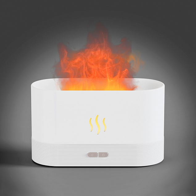 USB арома увлажнитель воздуха Flame со светодиодной подсветкой - изображением огня - Белый BB с логотипом в Нефтекамске заказать по выгодной цене в кибермаркете AvroraStore