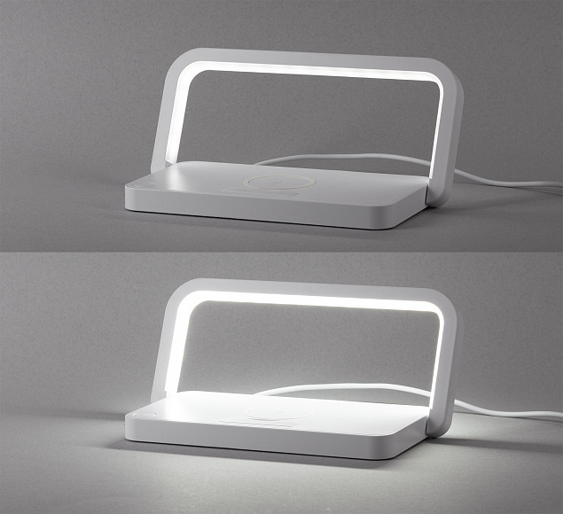 Лампа складная "Smart Light" с беспроводным (10W) зарядным устройством и подставкой для смартфона с логотипом в Нефтекамске заказать по выгодной цене в кибермаркете AvroraStore