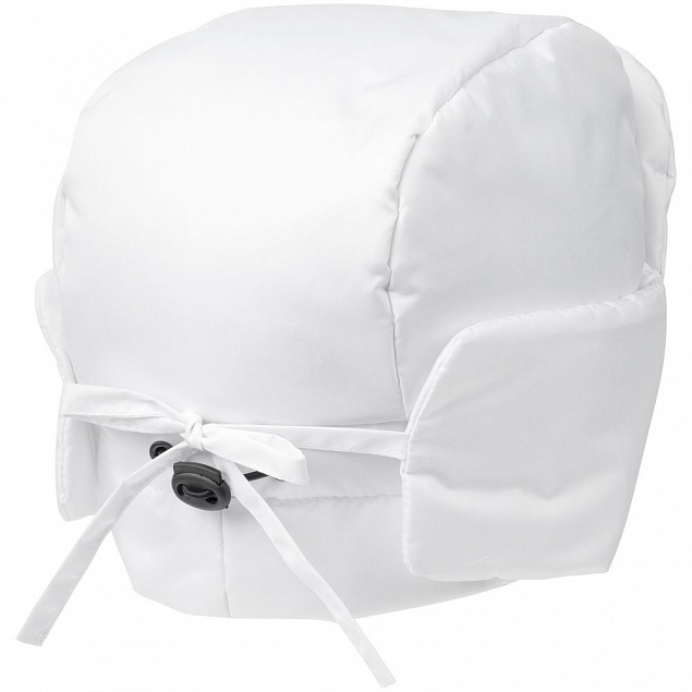 Шапка-ушанка Shelter, белая с логотипом в Нефтекамске заказать по выгодной цене в кибермаркете AvroraStore