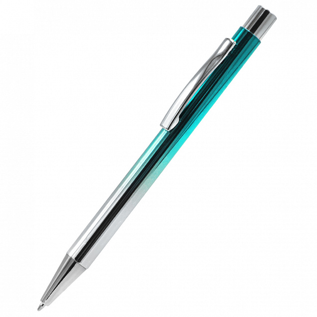 Ручка металлическая Синергия, бирюзовая с логотипом в Нефтекамске заказать по выгодной цене в кибермаркете AvroraStore