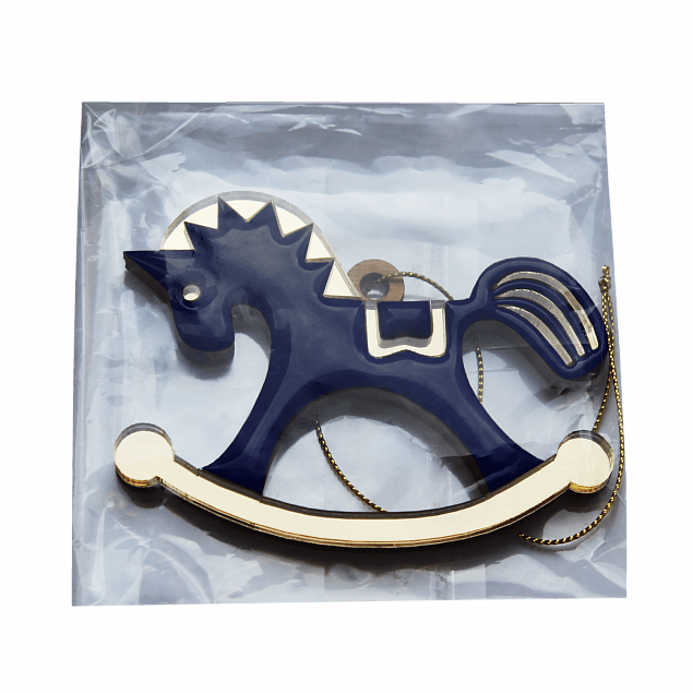 Ёлочная игрушка Лошадка (синий) с логотипом в Нефтекамске заказать по выгодной цене в кибермаркете AvroraStore