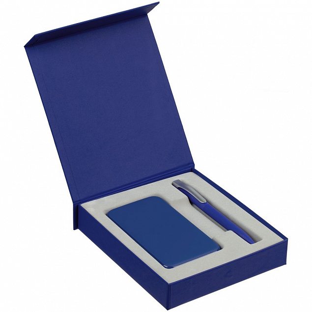 Коробка Latern для аккумулятора 5000 мАч и ручки, синяя с логотипом в Нефтекамске заказать по выгодной цене в кибермаркете AvroraStore