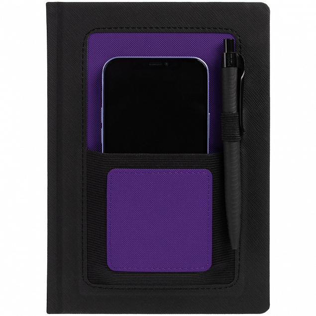 Ежедневник Mobile, недатированный, черно-фиолетовый с логотипом в Нефтекамске заказать по выгодной цене в кибермаркете AvroraStore