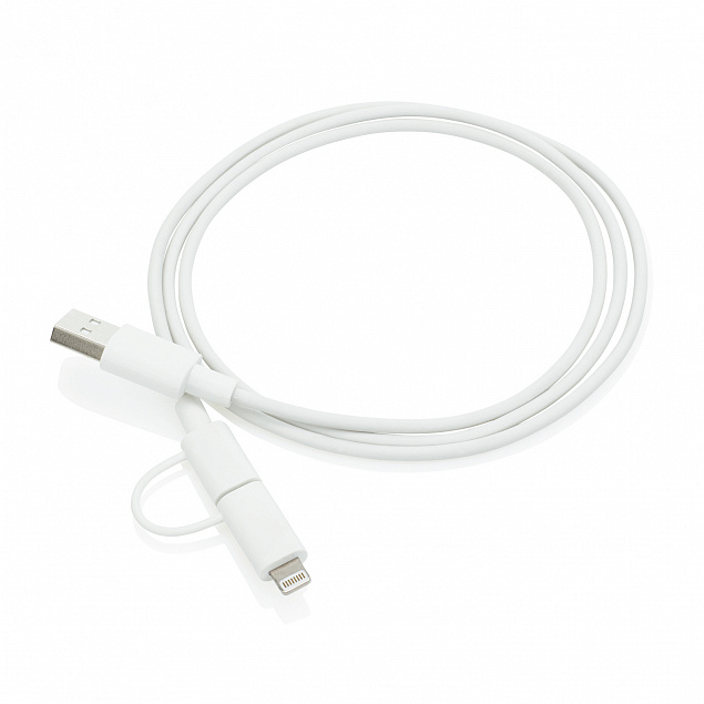 Кабель «2 в 1» с лицензированным MFi разъемом Apple Lightning с логотипом в Нефтекамске заказать по выгодной цене в кибермаркете AvroraStore
