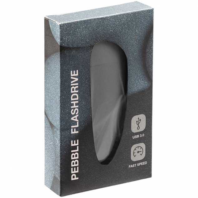 Флешка Pebble, серая, USB 3.0, 16 Гб с логотипом в Нефтекамске заказать по выгодной цене в кибермаркете AvroraStore