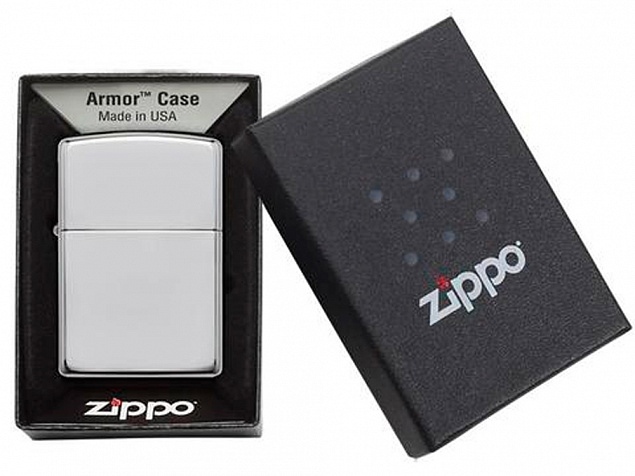 Зажигалка ZIPPO Armor™ c покрытием High Polish Chrome с логотипом в Нефтекамске заказать по выгодной цене в кибермаркете AvroraStore