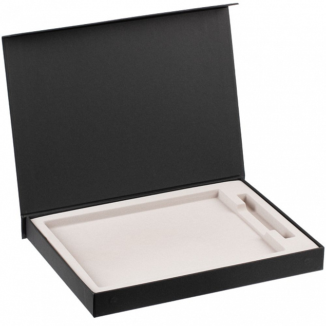 Коробка Roomy с ложементом под ежедневник и ручку, черная с логотипом в Нефтекамске заказать по выгодной цене в кибермаркете AvroraStore
