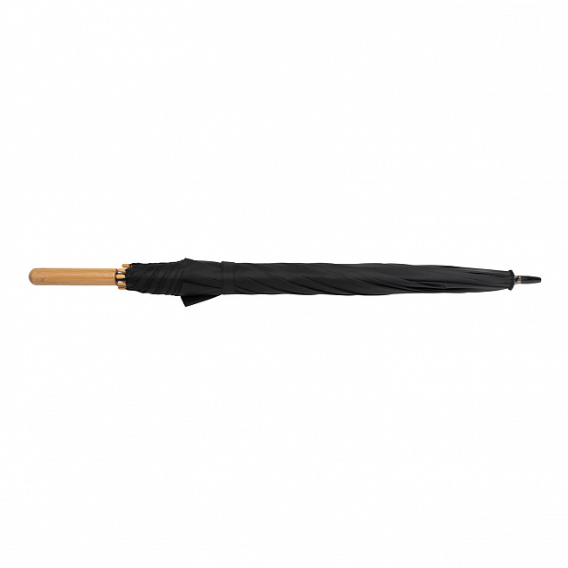 Автоматический зонт-трость с бамбуковой ручкой Impact из RPET AWARE™, 23" с логотипом в Нефтекамске заказать по выгодной цене в кибермаркете AvroraStore