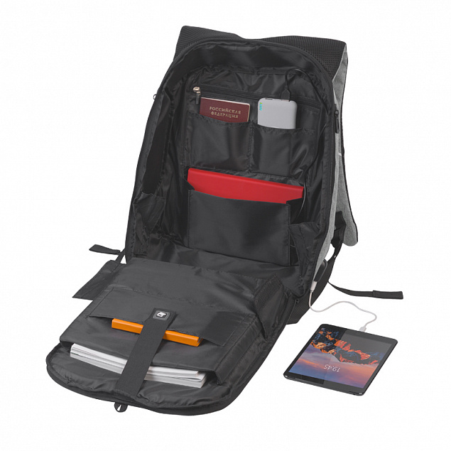 Рюкзак "Holiday" с USB разъемом и защитой от кражи с логотипом в Нефтекамске заказать по выгодной цене в кибермаркете AvroraStore