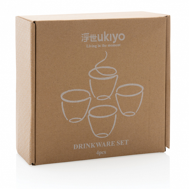 Набор керамических чашек Ukiyo, 4 шт. с логотипом в Нефтекамске заказать по выгодной цене в кибермаркете AvroraStore