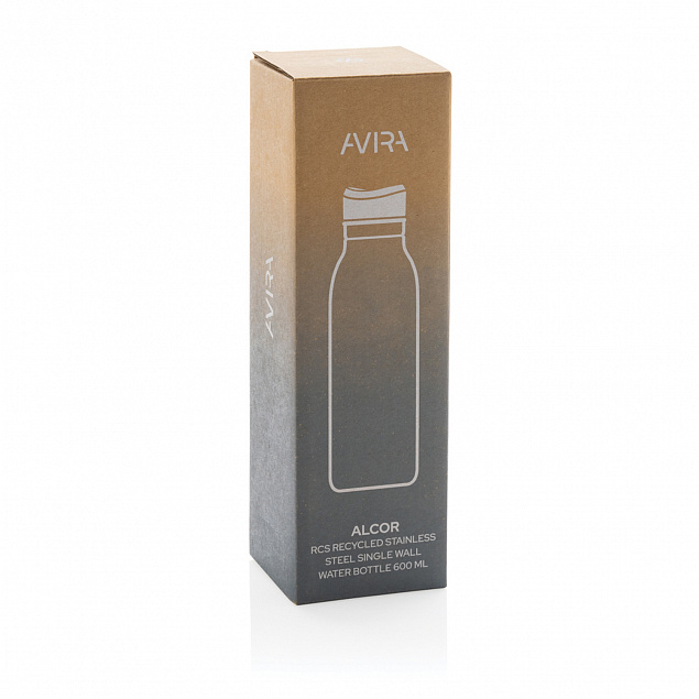 Бутылка для воды Avira Alcor из переработанной стали RCS, 600 мл с логотипом в Нефтекамске заказать по выгодной цене в кибермаркете AvroraStore