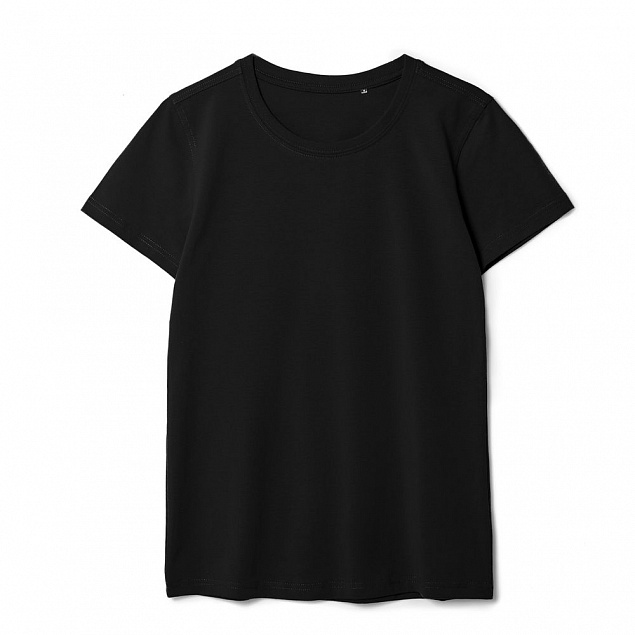Футболка женская T-bolka Stretch Lady, черная с логотипом в Нефтекамске заказать по выгодной цене в кибермаркете AvroraStore