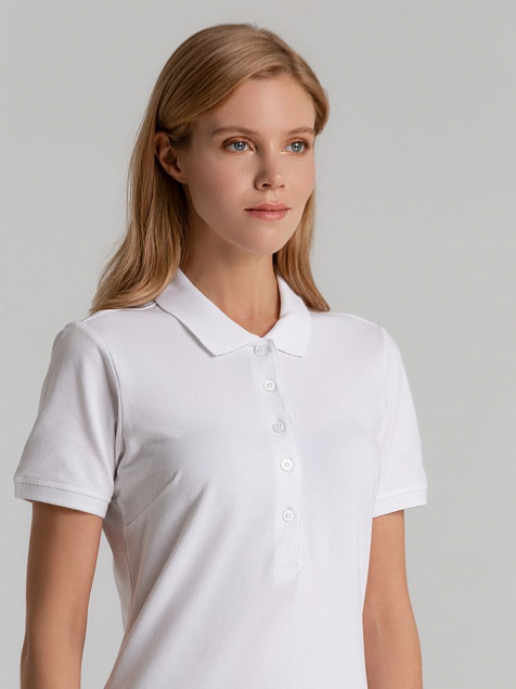 Рубашка поло женская Sunset, белая с логотипом в Нефтекамске заказать по выгодной цене в кибермаркете AvroraStore