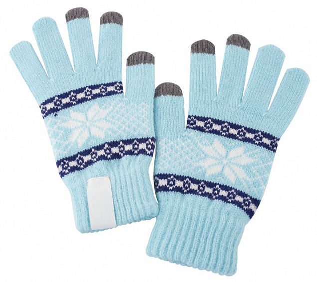 Сенсорные перчатки Snowflake, голубые с логотипом в Нефтекамске заказать по выгодной цене в кибермаркете AvroraStore