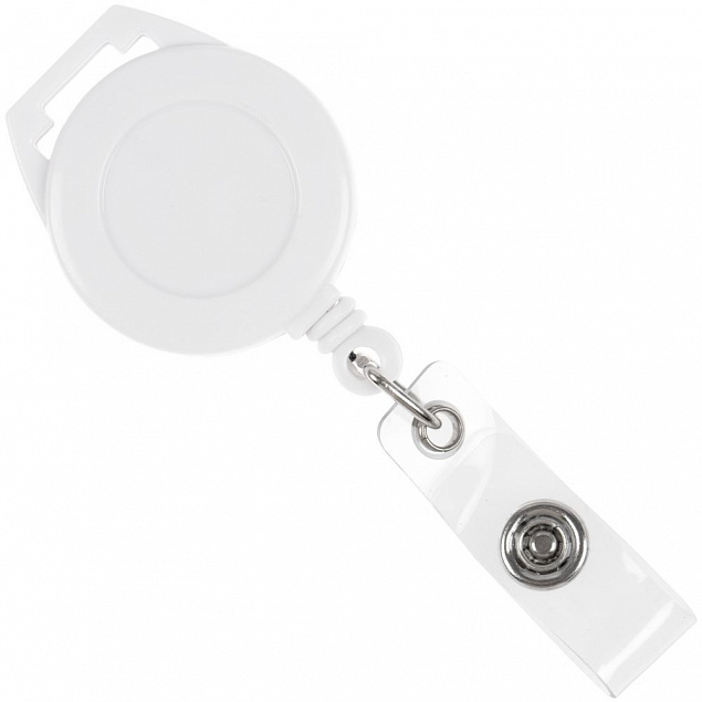 Ретрактор Attach с ушком для ленты ver.2, белый с логотипом в Нефтекамске заказать по выгодной цене в кибермаркете AvroraStore