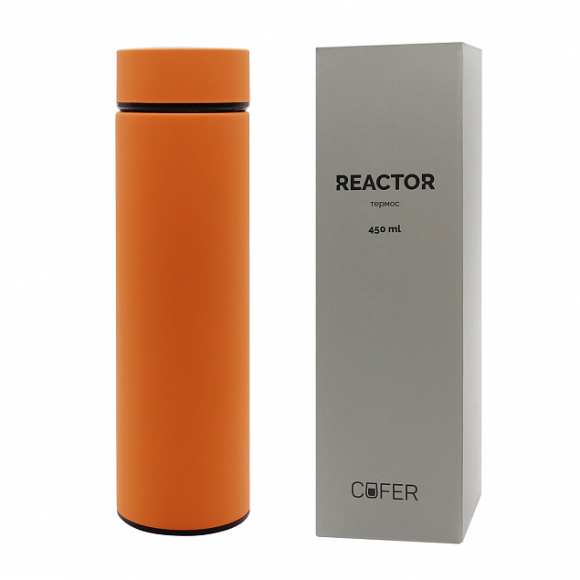 Термос Reactor софт-тач с датчиком температуры (оранжевый) с логотипом в Нефтекамске заказать по выгодной цене в кибермаркете AvroraStore