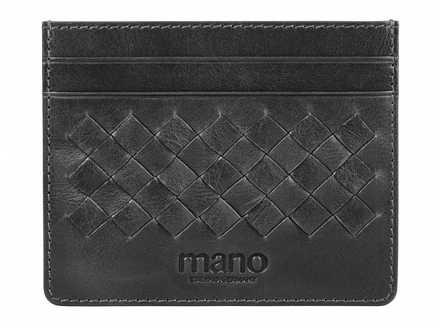 Портмоне для кредитных карт Mano Don Luca, натуральная кожа в черном цвете, 10,3 х 8,3 см с логотипом в Нефтекамске заказать по выгодной цене в кибермаркете AvroraStore