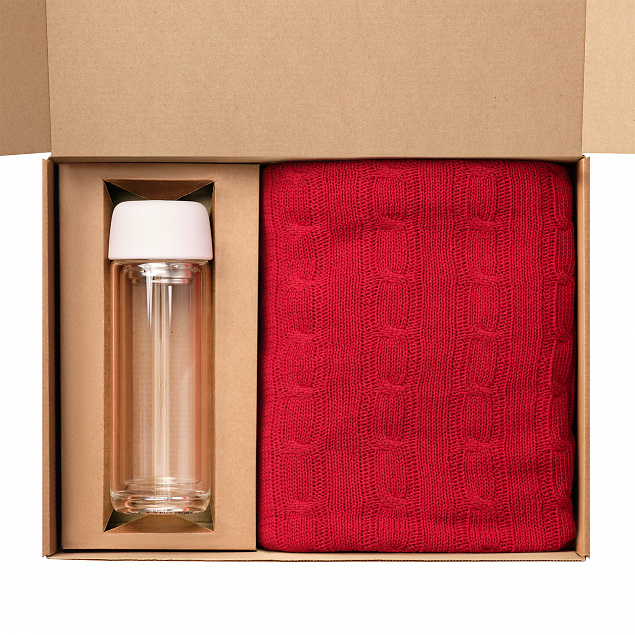 Подарочный набор Bianca, Fado, красный (плед, термобутылка) с логотипом в Нефтекамске заказать по выгодной цене в кибермаркете AvroraStore