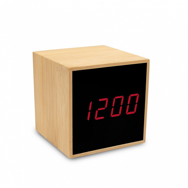 Бамбуковые настольные часы с будильником с логотипом в Нефтекамске заказать по выгодной цене в кибермаркете AvroraStore