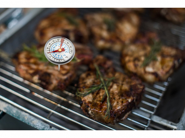 Met Термометр для барбекю, серебристый с логотипом в Нефтекамске заказать по выгодной цене в кибермаркете AvroraStore