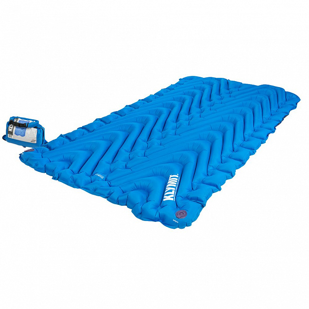 Надувной коврик Static V Double, синий с логотипом в Нефтекамске заказать по выгодной цене в кибермаркете AvroraStore