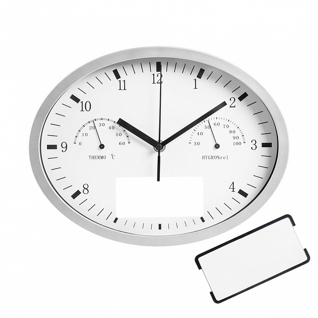 Часы настенные, INSERT3 с термометром и гигрометром, белые с логотипом в Нефтекамске заказать по выгодной цене в кибермаркете AvroraStore