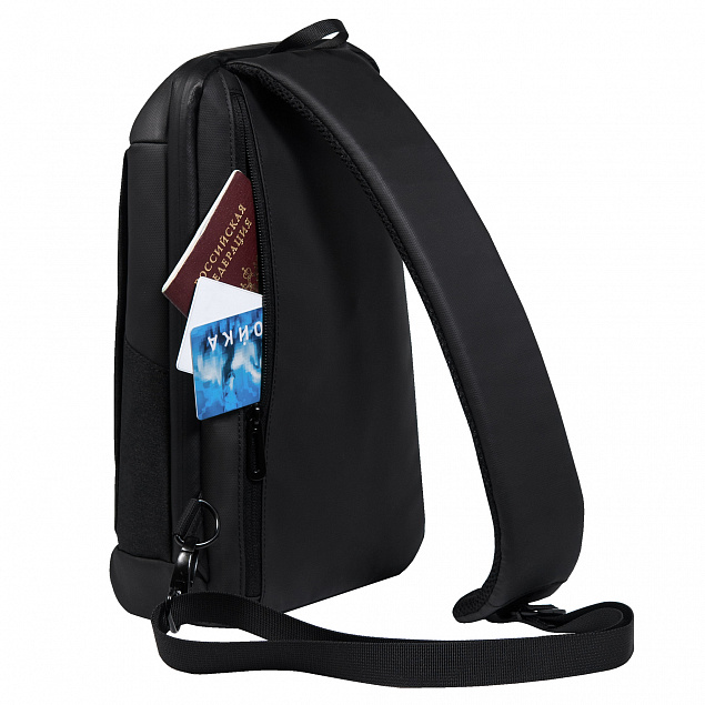 Рюкзак cross body, Frank, черный/серый с логотипом в Нефтекамске заказать по выгодной цене в кибермаркете AvroraStore