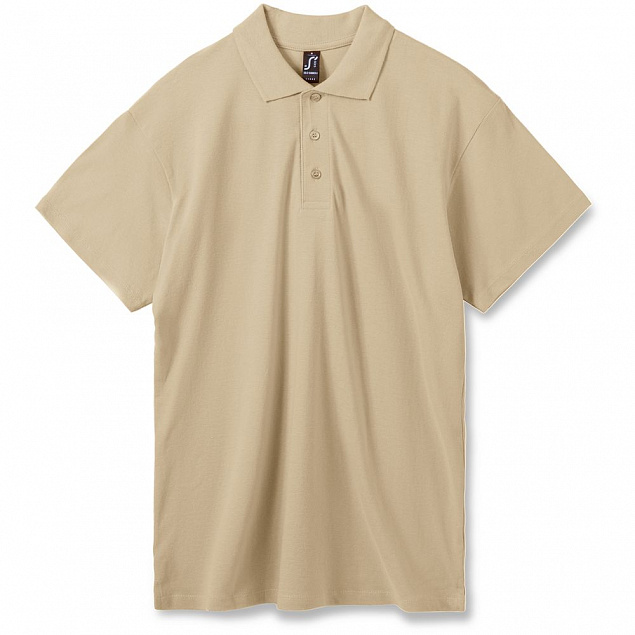 Рубашка поло мужская SUMMER 170, бежевая с логотипом в Нефтекамске заказать по выгодной цене в кибермаркете AvroraStore