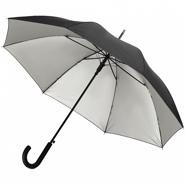 Зонт-трость Silverine, черный с логотипом в Нефтекамске заказать по выгодной цене в кибермаркете AvroraStore