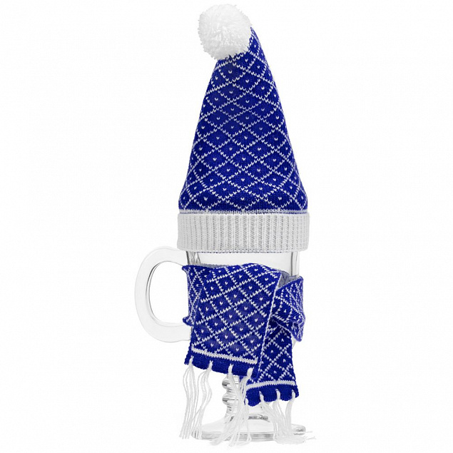 Вязаный шарфик Dress Cup, синий с логотипом в Нефтекамске заказать по выгодной цене в кибермаркете AvroraStore