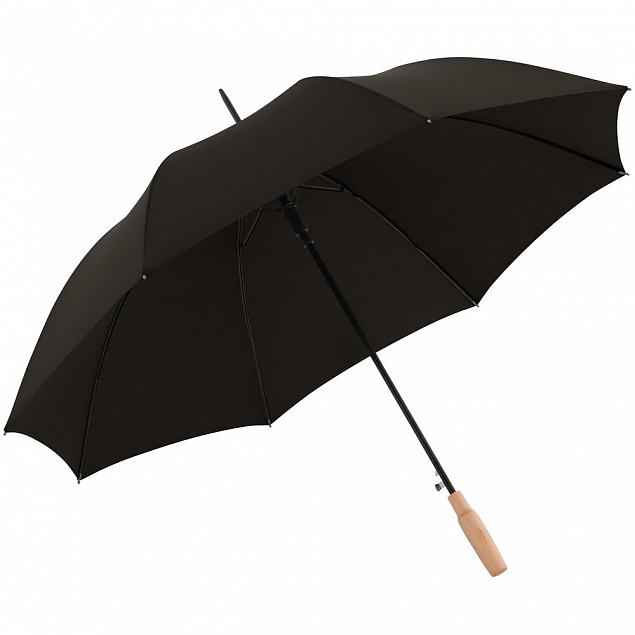 Зонт-трость Nature Stick AC, черный с логотипом в Нефтекамске заказать по выгодной цене в кибермаркете AvroraStore