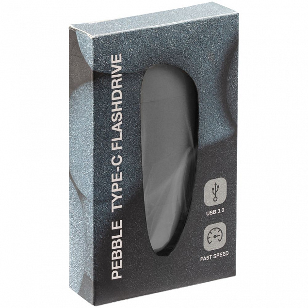 Флешка Pebble Type-C, USB 3.0, серая, 16 Гб с логотипом в Нефтекамске заказать по выгодной цене в кибермаркете AvroraStore