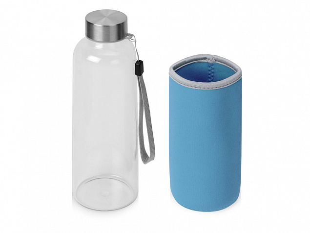 Бутылка для воды Pure c чехлом, 420 мл, голубой с логотипом в Нефтекамске заказать по выгодной цене в кибермаркете AvroraStore