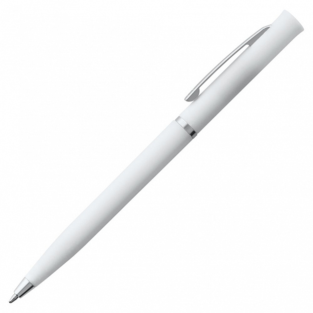 Ручка шариковая Euro Chrome, белая с логотипом в Нефтекамске заказать по выгодной цене в кибермаркете AvroraStore